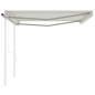 vidaXL Toldo retráctil automático con postes crema 4x3 m vidaXL Toldo retráctil automático con postes crema 4x3 m