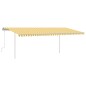vidaXL Toldo manual retráctil con postes amarillo y blanco 6x3 m vidaXL Toldo manual retráctil con postes amarillo y blanco 6x3 m