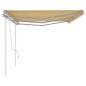 vidaXL Toldo manual retráctil con postes amarillo y blanco 6x3 m vidaXL Toldo manual retráctil con postes amarillo y blanco 6x3 m