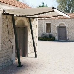 vidaXL Toldo automático con LED y sensor de viento color crema 3x2,5 m