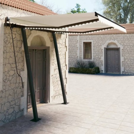 vidaXL Toldo automático con LED y sensor de viento color crema 3x2,5 m