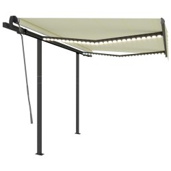vidaXL Toldo automático con LED y sensor de viento color crema 3x2,5 m