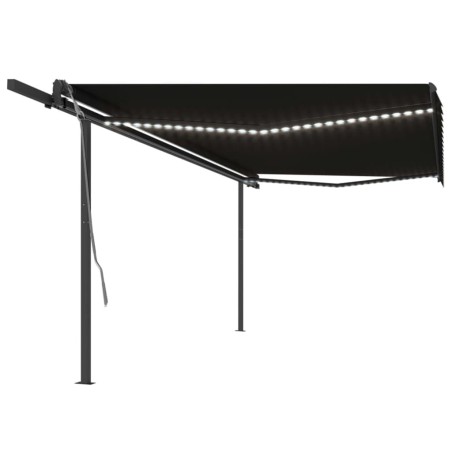 vidaXL Toldo retráctil manual con LED gris antracita 5x3 cm