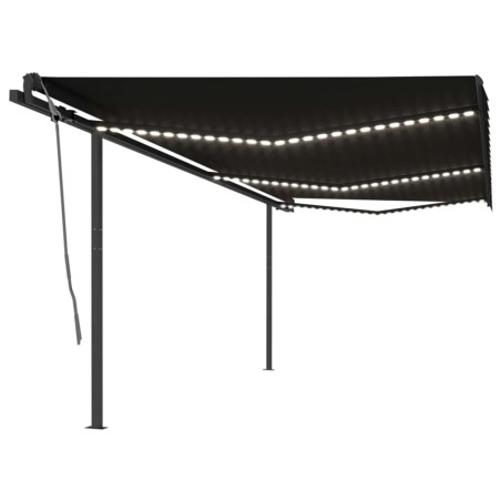 vidaXL Toldo automático con LED y sensor de viento gris antracita 6x3m