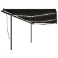 vidaXL Toldo automático con LED y sensor de viento gris antracita 6x3m vidaXL Toldo automático con LED y sensor de viento gris antracita 6x3m