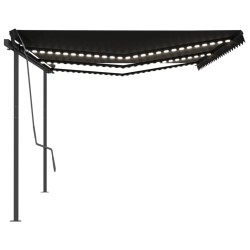 vidaXL Toldo automático con LED y sensor de viento gris antracita 6x3m