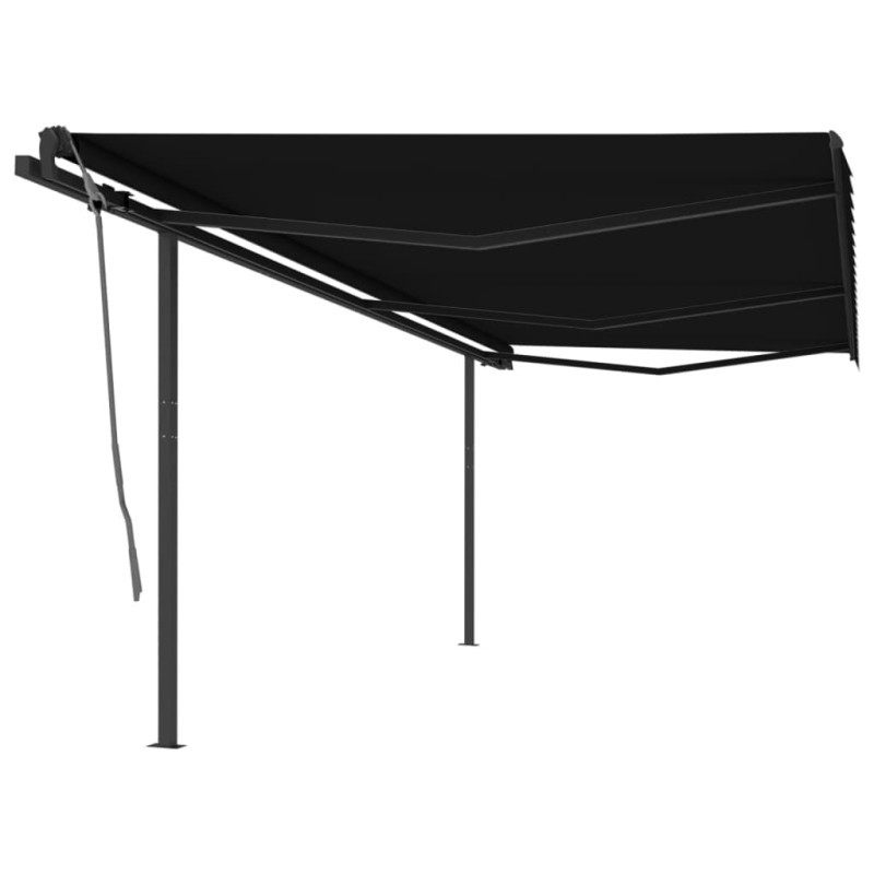 vidaXL Toldo retráctil automático con postes gris antracita 6x3 m vidaXL Toldo retráctil automático con postes gris antracita 6x3 m