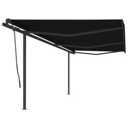 vidaXL Toldo retráctil automático con postes gris antracita 6x3,5 m