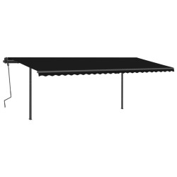 vidaXL Toldo retráctil automático con postes gris antracita 6x3,5 m
