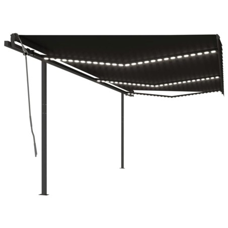 vidaXL Toldo automático LED sensor de viento gris antracita 6x3,5 m