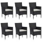 vidaXL Set de comedor de jardín de 7 piezas negro ratán sintético