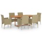 vidaXL Juego de comedor de jardín 7 piezas ratán sintético beige vidaXL Juego de comedor de jardín 7 piezas ratán sintético beige