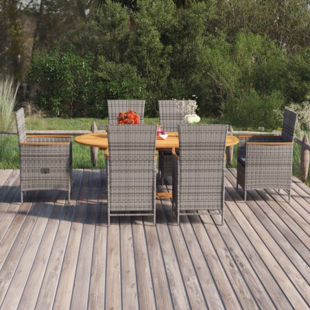 vidaXL Juego de comedor de jardín 7 piezas ratán sintético gris