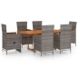vidaXL Juego de comedor de jardín 7 piezas ratán sintético gris vidaXL Juego de comedor de jardín 7 piezas ratán sintético gris