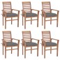 vidaXL Sillas de comedor 6 uds madera maciza teca con cojines grises vidaXL Sillas de comedor 6 uds madera maciza teca con cojines grises