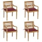 vidaXL Sillas Batavia 4 unidades madera maciza de teca con cojines vidaXL Sillas Batavia 4 unidades madera maciza de teca con cojines
