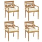 vidaXL Sillas Batavia 4 unidades madera maciza de teca con cojines
