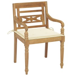 vidaXL Sillas Batavia 4 unidades madera maciza de teca con cojines