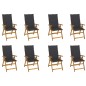 vidaXL Sillas de jardín plegables y cojines 8 uds madera maciza acacia vidaXL Sillas de jardín plegables y cojines 8 uds madera maciza acacia