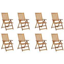 vidaXL Sillas de jardín plegables y cojines 8 uds madera maciza acacia