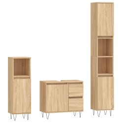 vidaXL Set de muebles de baño 3 pzas madera contrachapada roble Sonoma