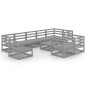 vidaXL Muebles de jardín 10 piezas gris madera de pino maciza