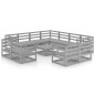 vidaXL Muebles de jardín 12 piezas gris madera de pino maciza vidaXL Muebles de jardín 12 piezas gris madera de pino maciza