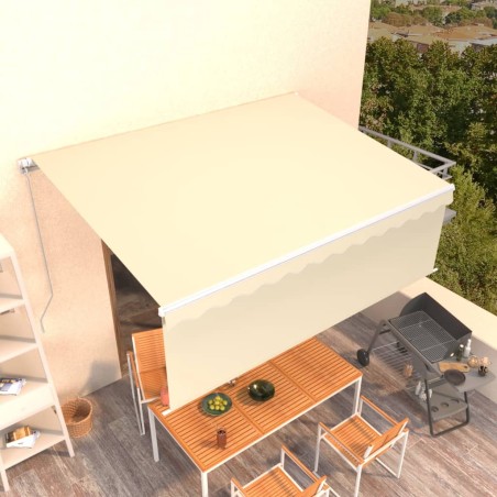 vidaXL Toldo retráctil manual con persiana color crema 4x3 m