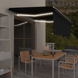 vidaXL Toldo retráctil manual con persiana y LED antracita 4x3 m