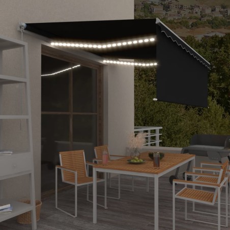vidaXL Toldo retráctil manual con persiana y LED antracita 4x3 m