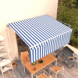 vidaXL Toldo automático retráctil con persiana azul y blanco 4x3 m 