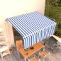 vidaXL Toldo automático retráctil con persiana azul y blanco 4x3 m vidaXL Toldo automático retráctil con persiana azul y blanco 4x3 m