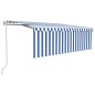 vidaXL Toldo automático retráctil con persiana azul y blanco 4x3 m vidaXL Toldo automático retráctil con persiana azul y blanco 4x3 m