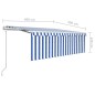 vidaXL Toldo automático retráctil con persiana azul y blanco 4x3 m vidaXL Toldo automático retráctil con persiana azul y blanco 4x3 m