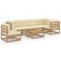 vidaXL Juego de muebles de jardín 7 pzas y cojines madera maciza pino vidaXL Juego de muebles de jardín 7 pzas y cojines madera maciza pino