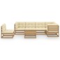 vidaXL Juego de muebles de jardín 7 pzas y cojines madera maciza pino vidaXL Juego de muebles de jardín 7 pzas y cojines madera maciza pino