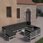 vidaXL Set de muebles de jardín 10 pzas con cojines madera pino gris vidaXL Set de muebles de jardín 10 pzas con cojines madera pino gris