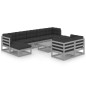 vidaXL Set de muebles de jardín 10 pzas con cojines madera pino gris vidaXL Set de muebles de jardín 10 pzas con cojines madera pino gris