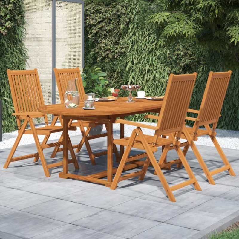 vidaXL Juego de comedor de jardín 5 piezas madera maciza de acacia vidaXL Juego de comedor de jardín 5 piezas madera maciza de acacia