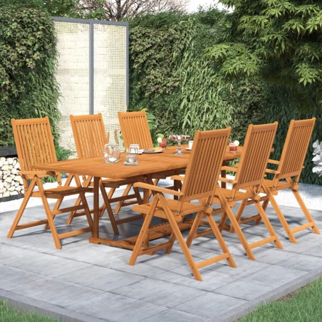 vidaXL Juego de comedor de jardín 7 piezas madera maciza de acacia