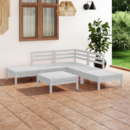 vidaXL Juego de muebles de jardín 6 piezas madera maciza pino blanco