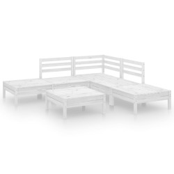 vidaXL Juego de muebles de jardín 6 piezas madera maciza pino blanco