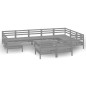 vidaXL Juego de muebles de jardín 11 piezas madera maciza de pino gris