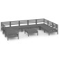 vidaXL Juego de muebles de jardín 10 piezas madera maciza pino gris