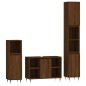 vidaXL Set de muebles baño 3 pzas madera contrachapada roble marrón