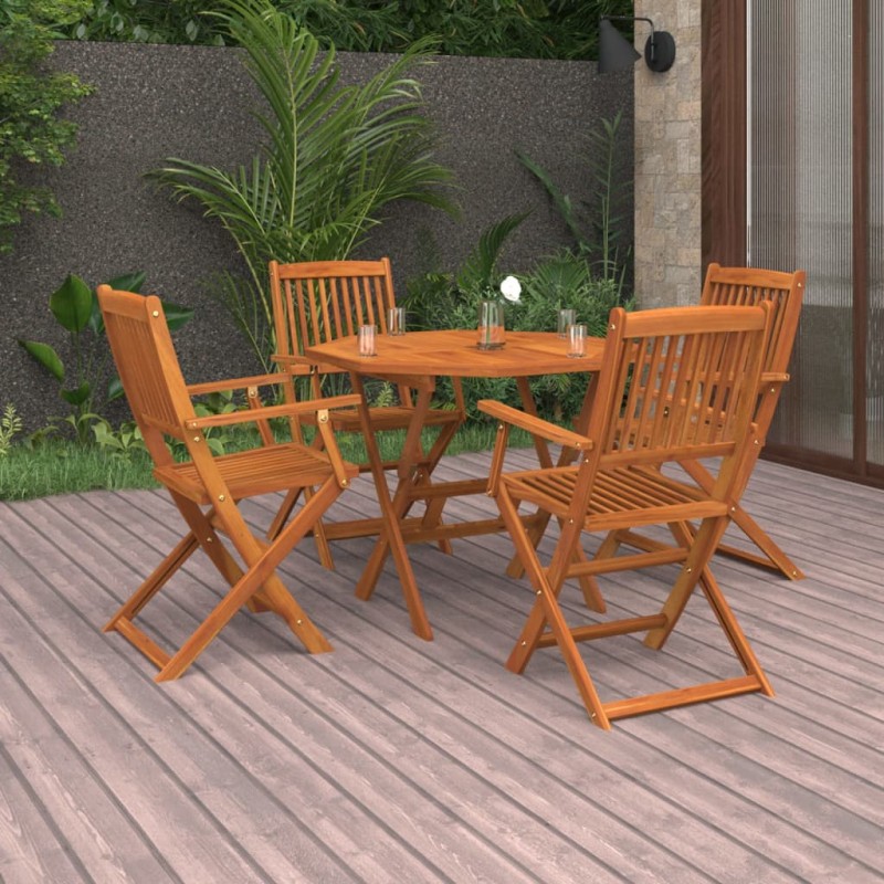 vidaXL Juego de comedor de jardín 5 piezas madera maciza de acacia vidaXL Juego de comedor de jardín 5 piezas madera maciza de acacia