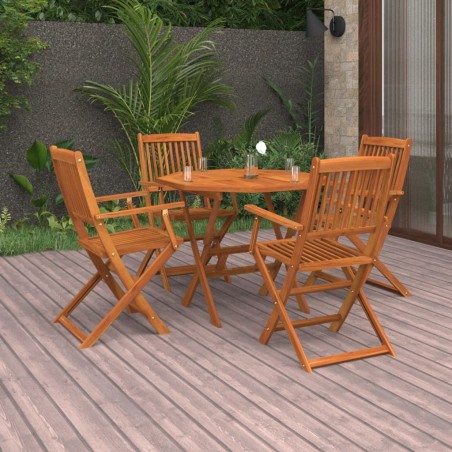vidaXL Juego de comedor de jardín 5 piezas madera maciza de acacia