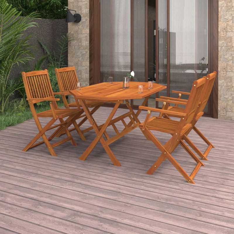 vidaXL Juego de comedor de jardín 5 piezas madera maciza de acacia vidaXL Juego de comedor de jardín 5 piezas madera maciza de acacia