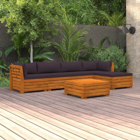 vidaXL Muebles de jardín 6 piezas con cojines madera maciza de acacia 
