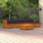 vidaXL Muebles de jardín 6 piezas con cojines madera maciza de acacia vidaXL Muebles de jardín 6 piezas con cojines madera maciza de acacia